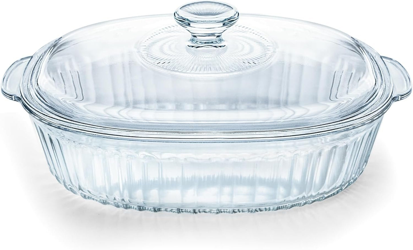 Luvan 2.8L/3Qt Glass Casserole Dish with Lid and Handle, Clear Lead-Free Glass Baking Dish Casserole Cookware, Oven and Microwave Safe, Suitable for Marinating,Baking,Cooking
