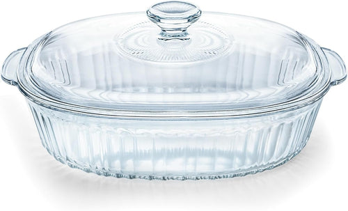 Luvan 2.8L/3Qt Glass Casserole Dish with Lid and Handle, Clear Lead-Free Glass Baking Dish Casserole Cookware, Oven and Microwave Safe, Suitable for Marinating,Baking,Cooking