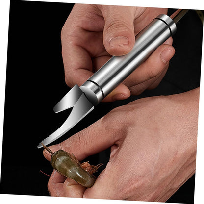 Alipis 4 Pezzi Taglia Gamberetti Freddo Cucina Gadget Crepe Pulitore di Gamberetti Roti Poggiautensili per Granchio Macchina Automatico Utensile Reti da Pesca Silver Acciaio Inossidabile