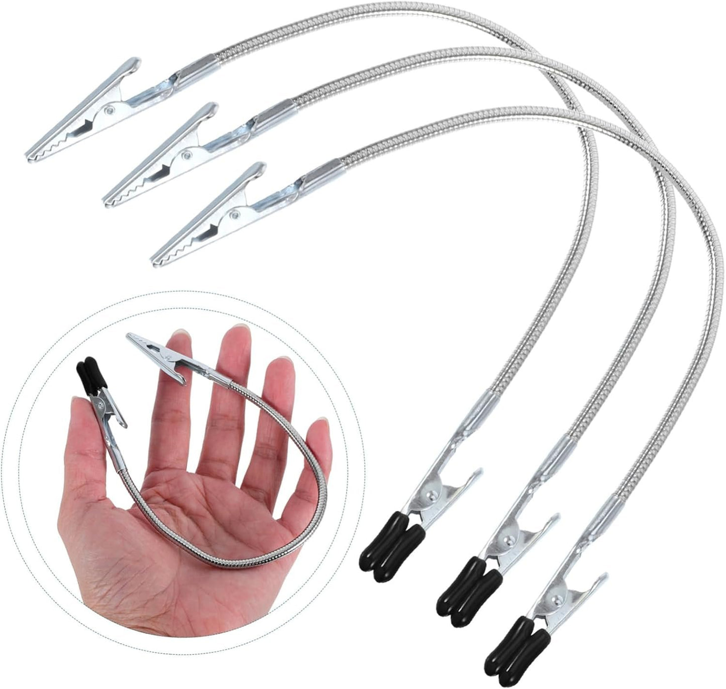Zerodeko 3pcs Soldering Wire Clamp Holder Flexible Rubberized Alligator Clips for Electronics Repair Dual End Design for Workspace Organization and Efficiency