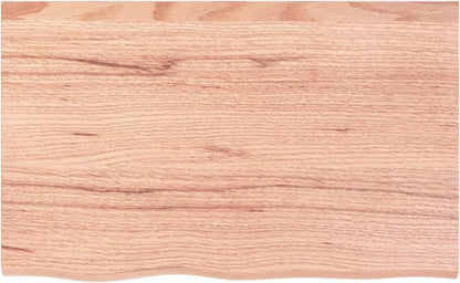 Table Top Light Brown 80x50x6 cm Treated Solid Oak Wood, Handcrafted Live Edge Finish Versatile for Dining & Kitchen Replacement