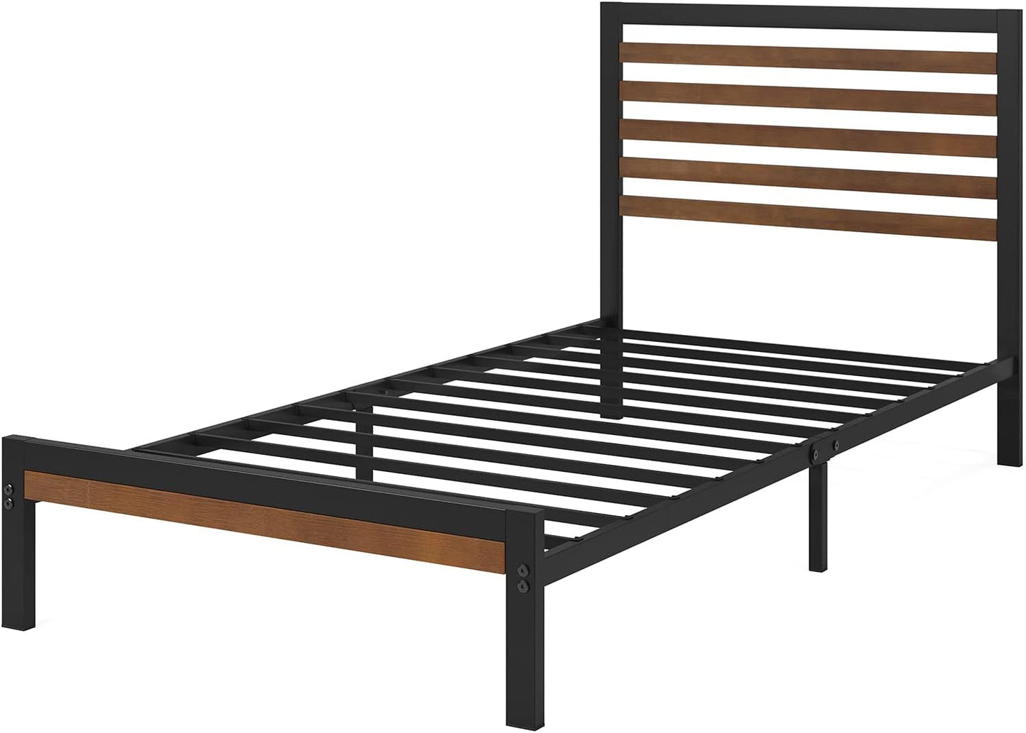 Zinus Kai Bamboo and Metal Bed Frame Hybrid Platform Base with Footboard - King Single