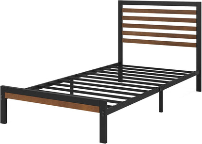 Zinus Kai Bamboo and Metal Bed Frame Hybrid Platform Base with Footboard - King Single