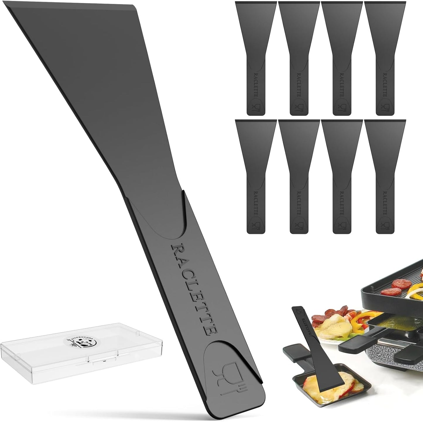 8 pcs Raclette Spatula for Non-Stick Pans, Baking Utensils Set, Nylon spatulas with Plastic Storage Box, 5.3 Inch Mini Spatula Scraper for Cheese, Pancake, Cooking, Baking, Kitchen Tools & Gadgets