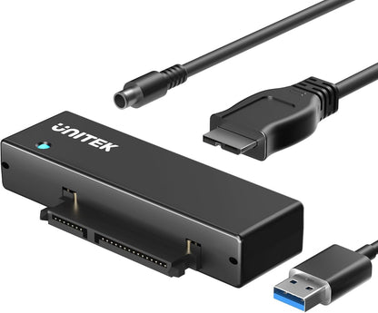 Unitek USB 3.0 to SATA III Hard Drive Adapter Converter Cable for 2.5 3.5 Inch HDD/SSD Hard Drive Disk with 12V/2A Power Adapter, Support UASP Compatible with Optical Drives