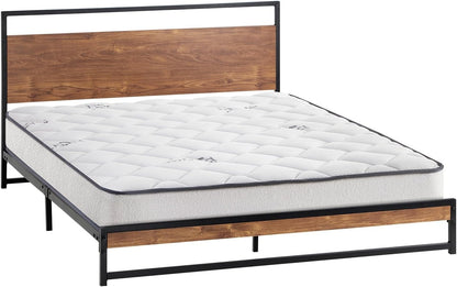 Oikiture Double Size Bed Frame with Mattress Set Metal Bed Base Double Bed Mattress