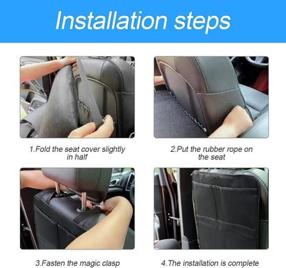 Heavy Duty Kick Mat for Car, 2 Pack Car Seat Back Protectors, Upgraded Waterproof Fabric, Car Back Seat Cover for Kids, Pets with 3 Reinforced Mesh Storage Pockets