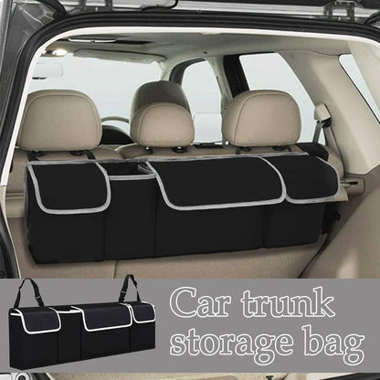 Mearo Trunk Organizer, Car Organizer, Foldable Waterproof Multi Compartment Car Storage Organizer with 4 Pockets, Large Capacity Hanging Organizer Car Accessories Universal for Car Truck SUV