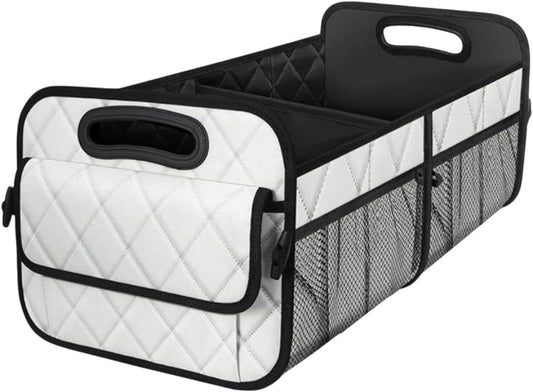 Tadill Car Trunk Storage Box, Rear Compartment Organizer, Cargo Storage Container, SUV, Multiple Pockets, White