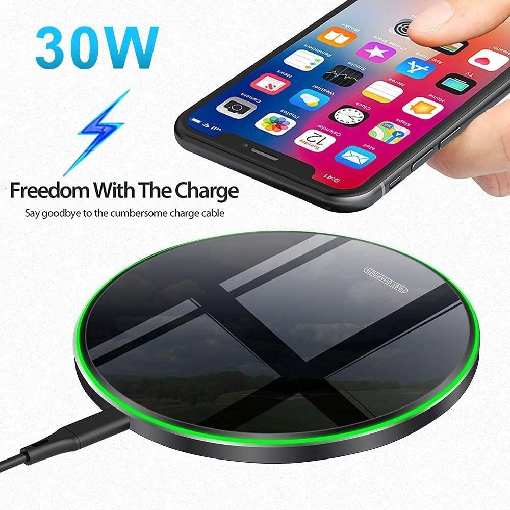 Wireless Charger • 30W Max Wireless Charging Pad • Compatible with Samsung Galaxy S23/S22/S21/S21 Ultra/S21+/S20 fe/S20/Note 20/10,Google Pixel,LG,and More