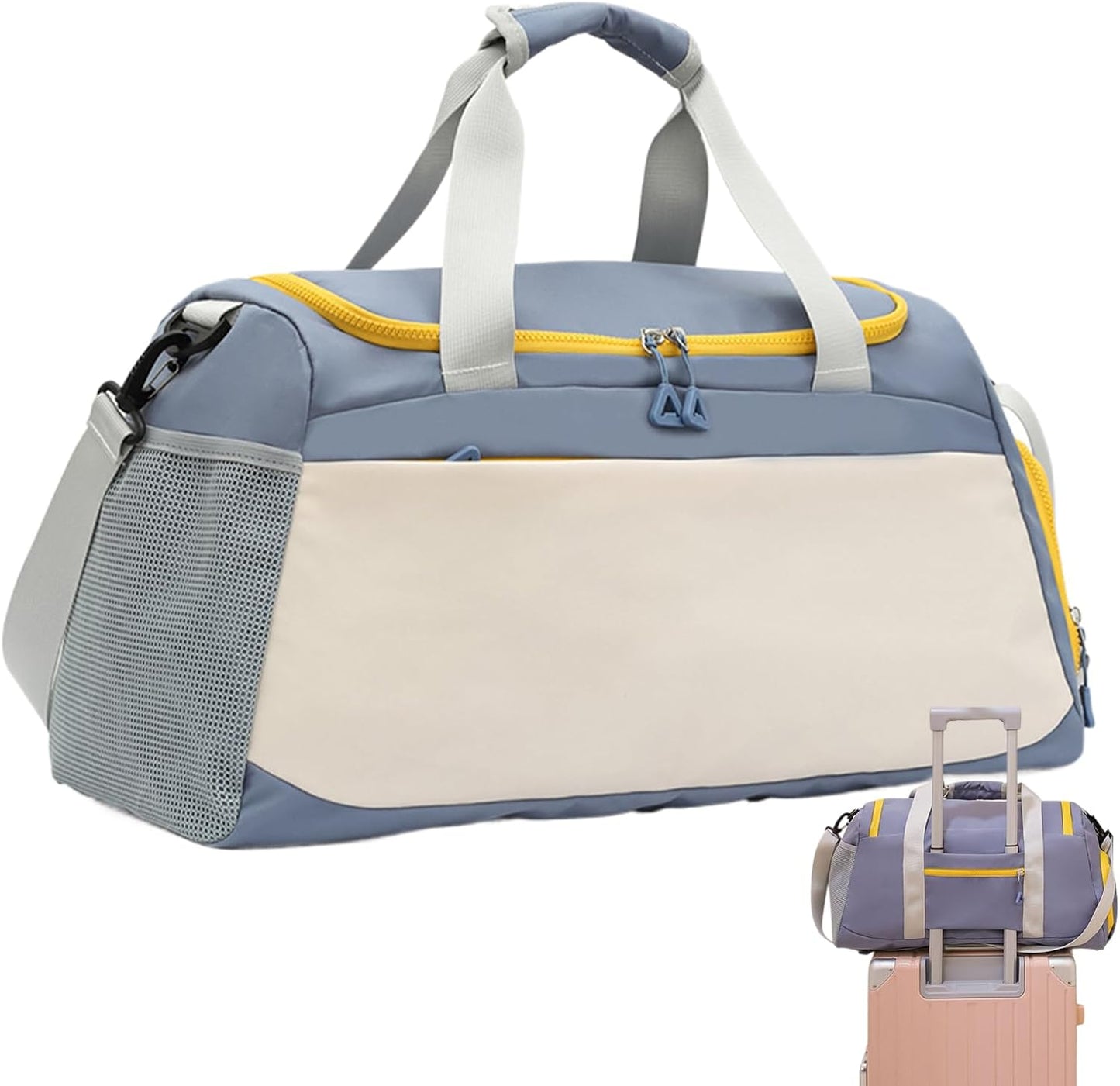 Ungtyb Travel Duffel Bag, Gym Equipment Organizer, Wet Dry Separation Bag, Fitness Gear Storage Shoulder Strap Included Ideal for Outdoor Adventures, 19.29 x 10.63 x 9.06 Inches, blue, Please refer to