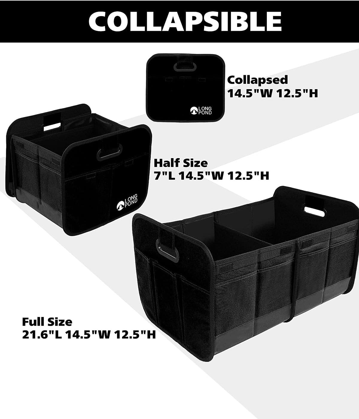 Long Pond Foldable Car Trunk Storage Organizer, Multi-Compartment, Reinforced Handles, Blue