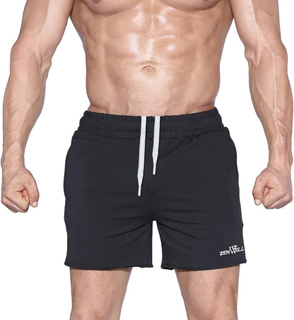 ZENWILL Mens Workout Sport Shorts Gym Athletic Short for Men with Towel Belt