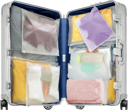 32 Pcs Waterproof Travel Bags with Zip, Multifunctional Storage Bag for Clothes, Shoes, Cosmetics and Baby Accessories - Transparent, Reusable and Resealable