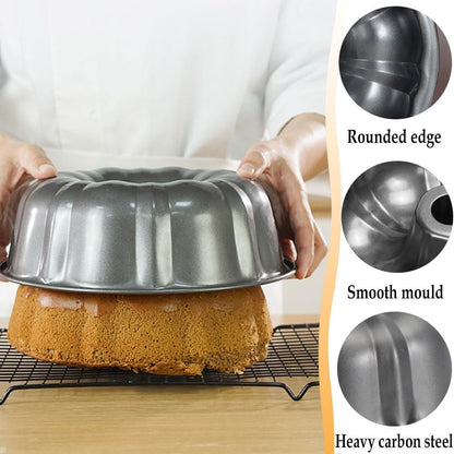 Cake Pans, 9.5'' 10'' Non-Stick Fluted Cake Pan, Heavy Duty Carbon Steel Tube Pan Baking Mold, Perfect Bakeware for Bavarois, Brownie, Jello, Flan, Meatloaf,Pudding (10'')