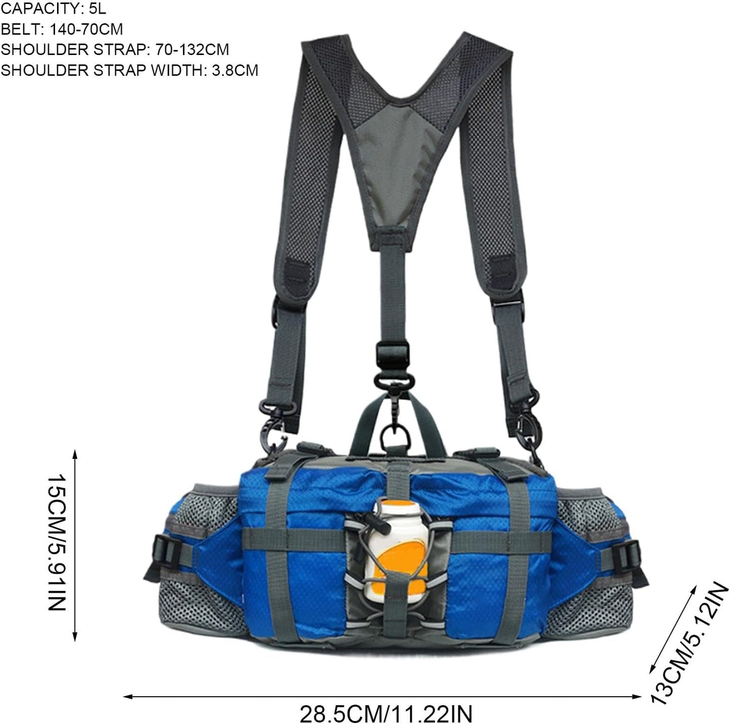 Outdoor Activity Gear | Travel Waist Bag | Fitness Waist Bag, Lightweight Outdoor Bag, Multi-Functional Waist Pack, Water-Resistant Fanny Pack, Adjustable Waist Bag, Active Lifestyle Gear, blue,