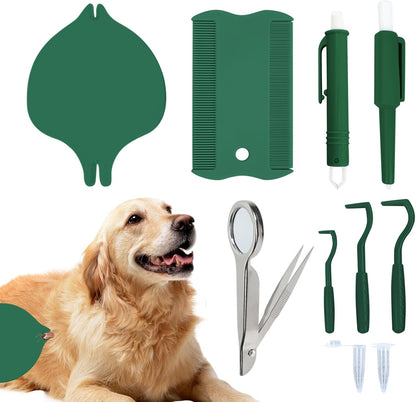 Veasbuu Dog Tick Remover Tools, Multifunctional Ergonomic Flea And Tick Puller Kit for Dogs, Cats, 4.33x4.33 Inches Compact Design Pet Households, Easy to Use Grooming Accessory