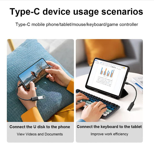 Fertuo USB Type-C to Female USB 3.1 OTG Cable for Samsung Galaxy Tab A9 / A8 / A7 / S9 / S8 / S7 / S6 / S6 Lite / S5e / S4 / Tab A 10.5 / Tab A 10.1/ for iPhone 15/16 Pro Smartphone, 18 cm, Black