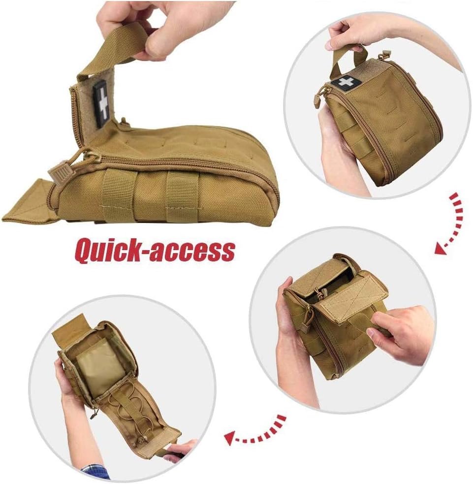 WYNEX First Aid EMT Bags, Tactical IFAK Medical Molle Pouch Military Utility Med Emergency EDC Pouches Outdoor Survival Kit Suit for Tactical Waist Belt Pack 1000 Nylon