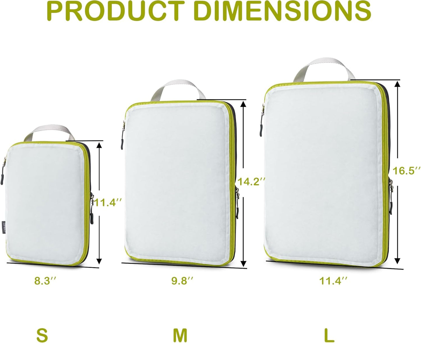 Cipway Suitcase Organizer, Compression Packing Cubes, Mesh Design, Space Saving Travel Bags Set Vacuum Bags Travel Clothes for Backpacks or Hand Luggage (White)