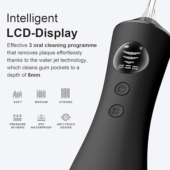 Water Dental Flosser, Protable Cordless Water Flosser with 300ML Rechargeable Travel Irrigation Cleaner, IPX7 Waterproof Electric Flossing for Teeth