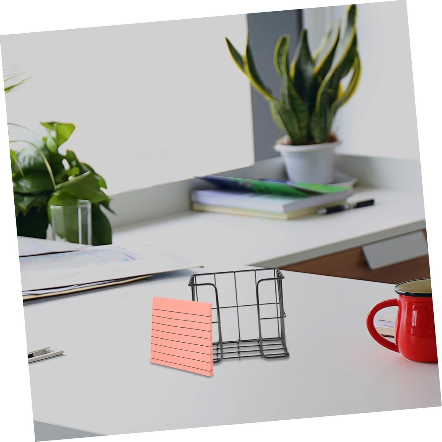 Operitacx Small Notepad Holder for Workspace Organization Elegant Memo Pad Storage Basket Compact Design for and Office Supplies