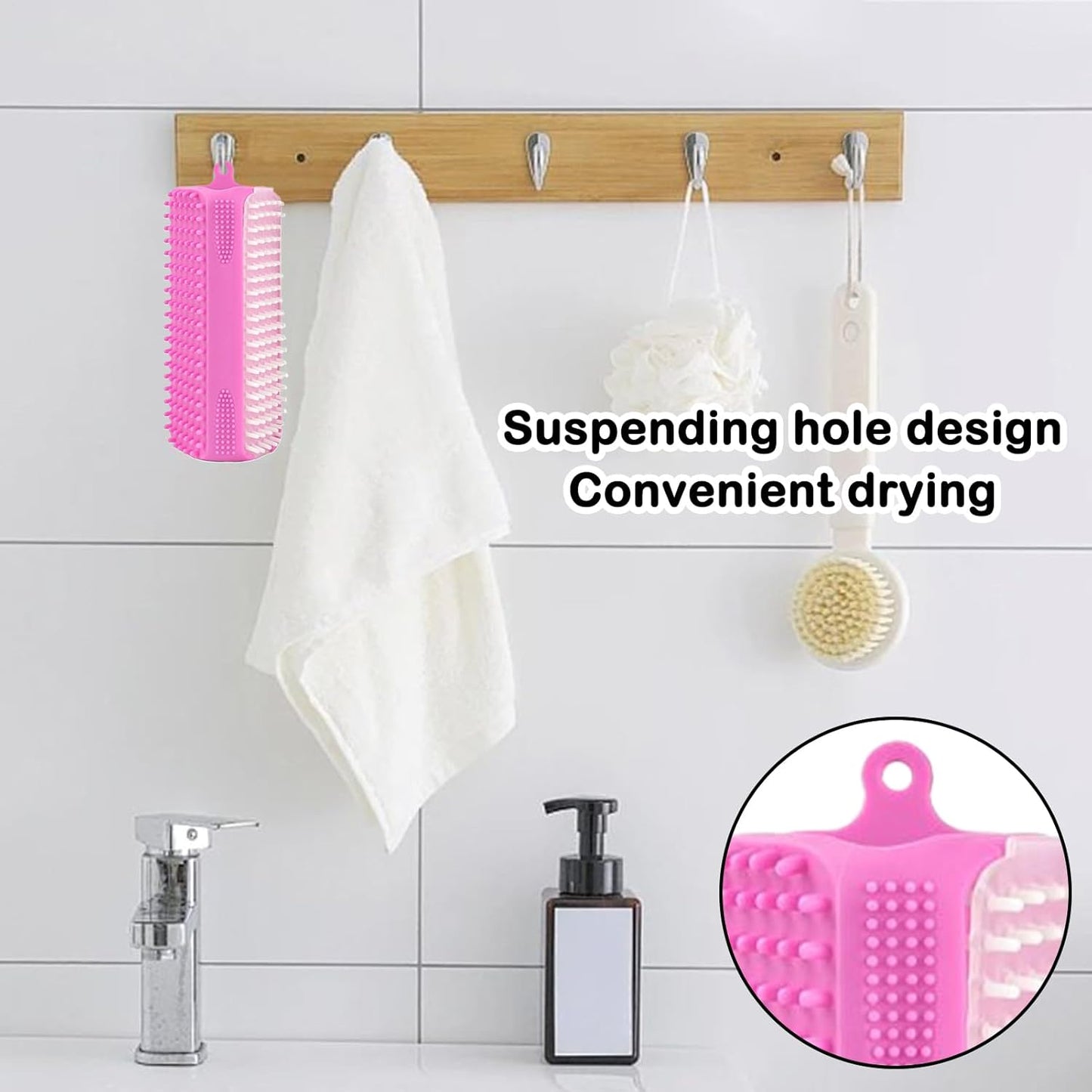 Dog Bath Brush, Silicone Grooming, Deep Cleaning Gentle Soft Tool, Small Medium Breeds Puppy Cat Brush for Indoor Use Home Pet Care Bathing Supplies, 5.12x1.77x1.77 Inches