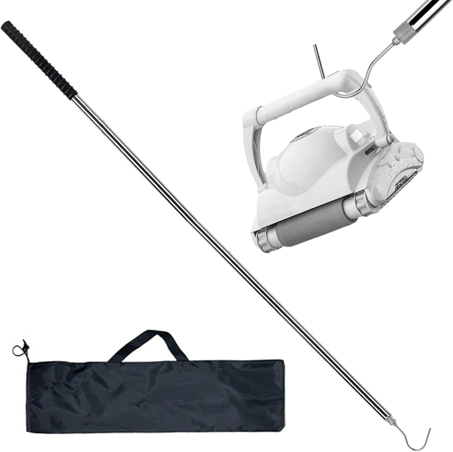 zwxqe Pool Robot Retrieval Hook, Robotic Cleaner Accessories, Telescopic Pool Pole, Pool Cleaning Essentials, Outdoor Grabbing Tool, Robotic Cleaner Tool, Sturdy Telescopic Hook