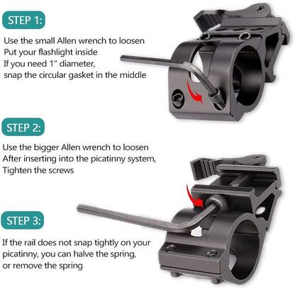 Offset Ring Flashlight Holder Suit for 1.18” and 1” Tactical Flashlights Mount (1 PCS)