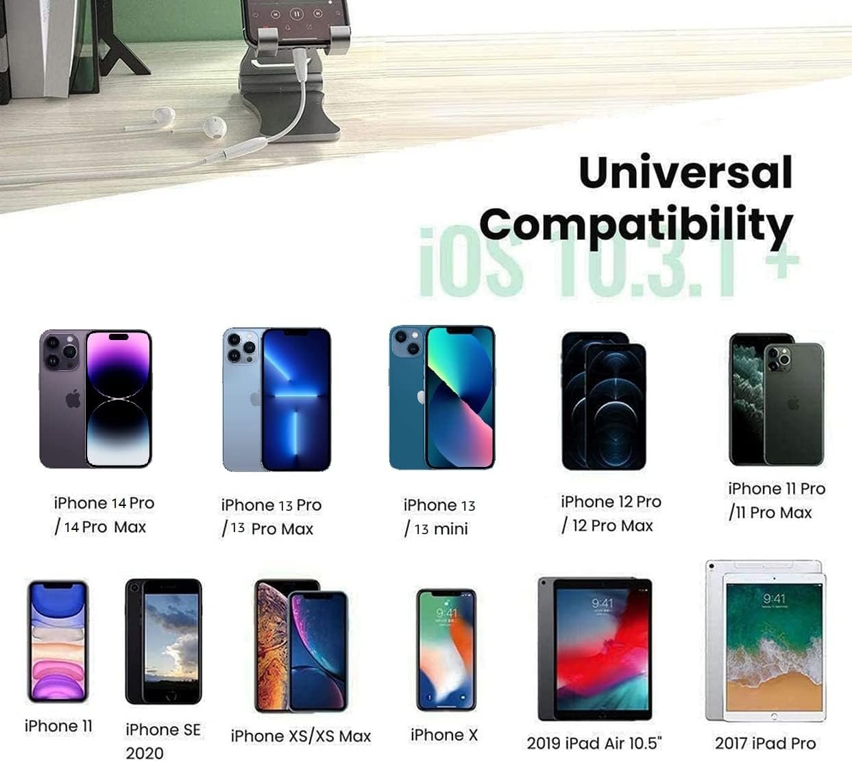 Apple MFi Certified Lightning to 3.5 mm Headphone Jack Adapter for iPhone, 2 Pack iPhone Aux Audio Adapter Converter Cable Dongle Compatible for iPhone 14 13 12 11 Pro Max XS XR X 8 7 6,All iOS System