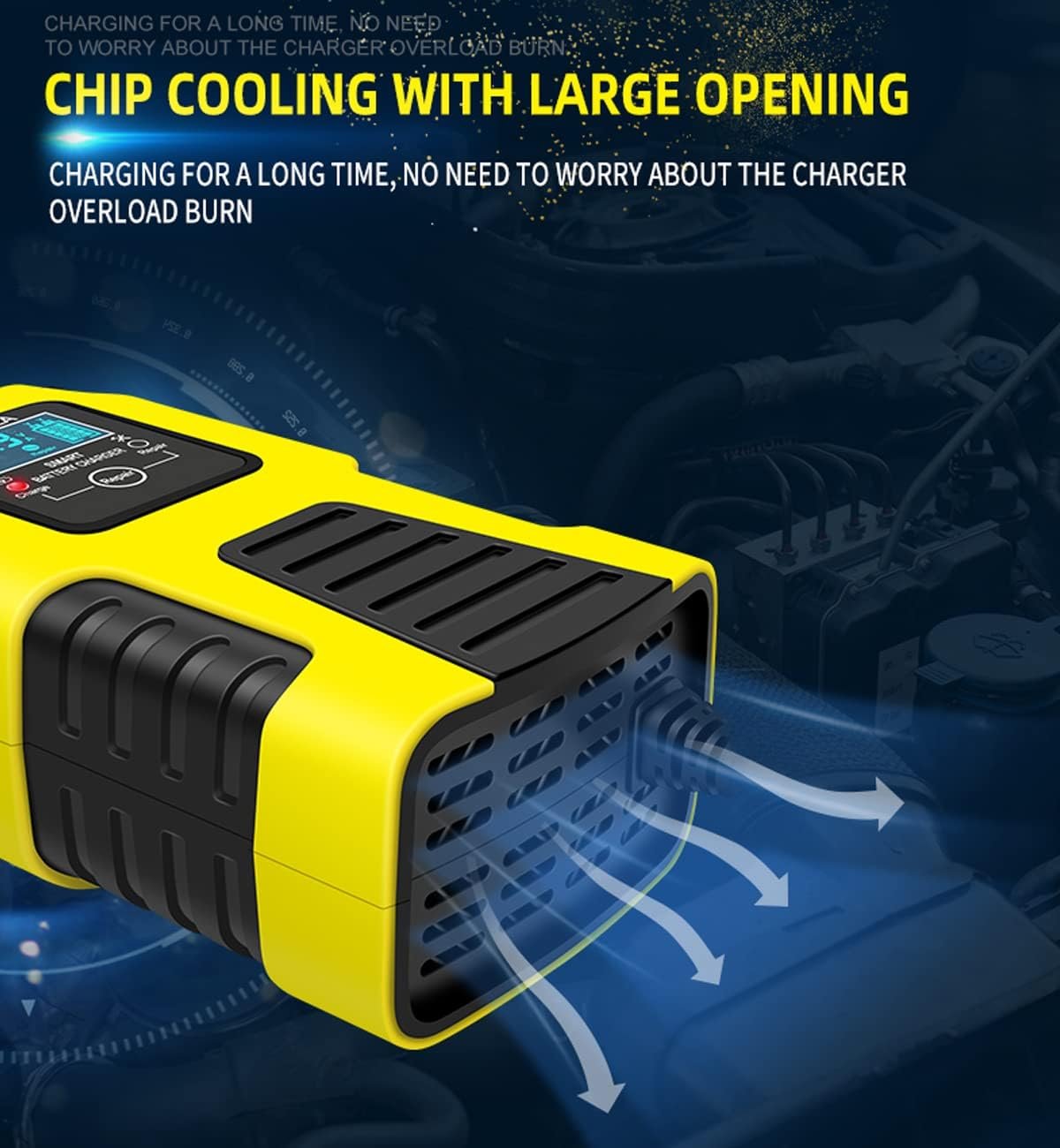 Huiaipaic 6V 12V Battery Charger Maintainer, 2-Amp Fully Automatic Smart Charger, Portable Trickle Charger,Car Battery Repair and Desulfator for Automotive,Boat,Motorcycle,Lawn Mower,RV,ATV,Toy Car