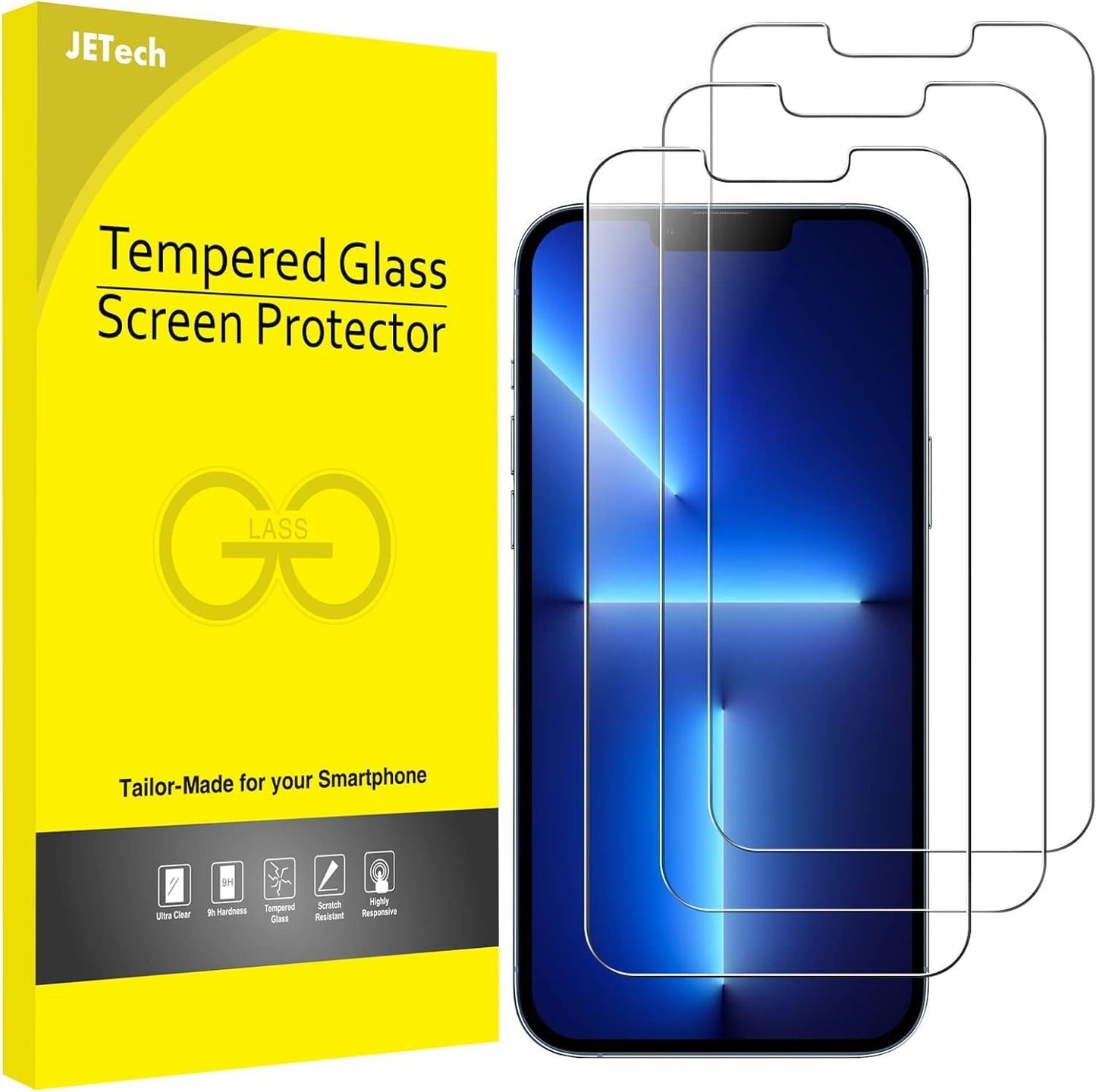 JETech Screen Protector for iPhone 16e 2025, iPhone 13/13 Pro 6.1-Inch, Tempered Glass Film, 3-Pack