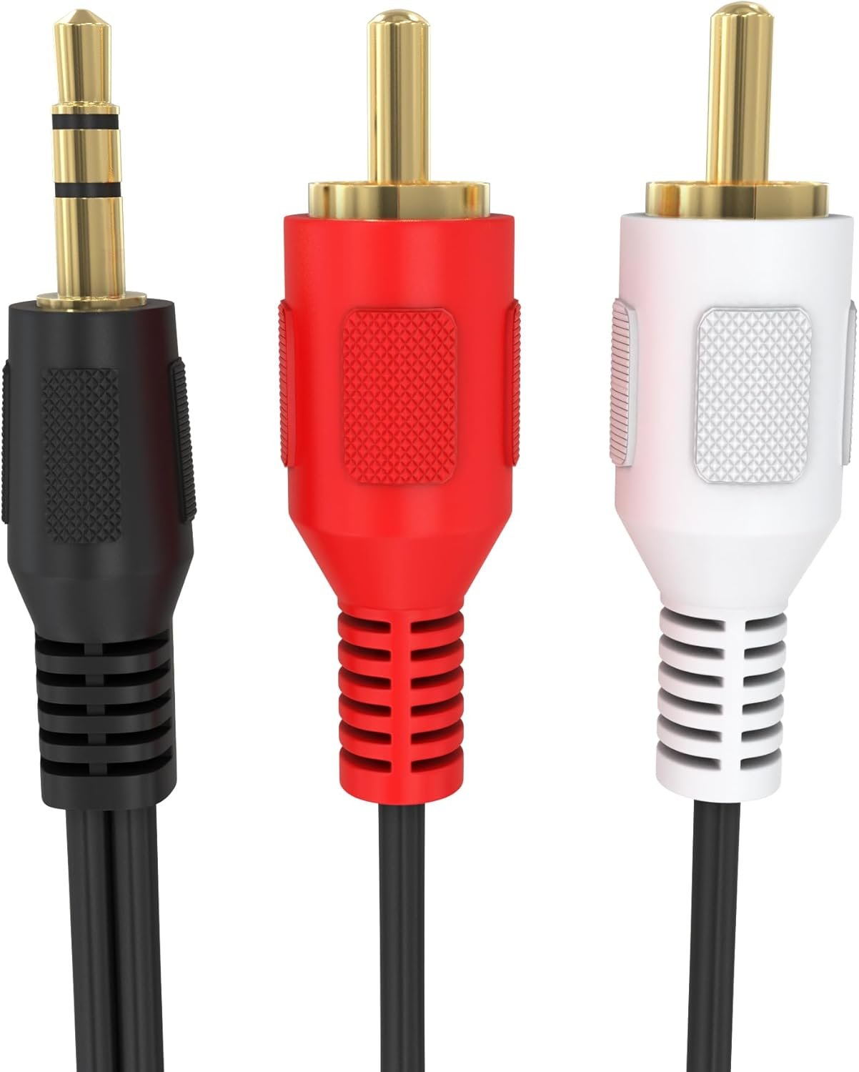 Cmple - 3.5mm Male Stereo to 2 Male RCA Audio Adapter Cable - 6 Feet, Black (1081-725-N)