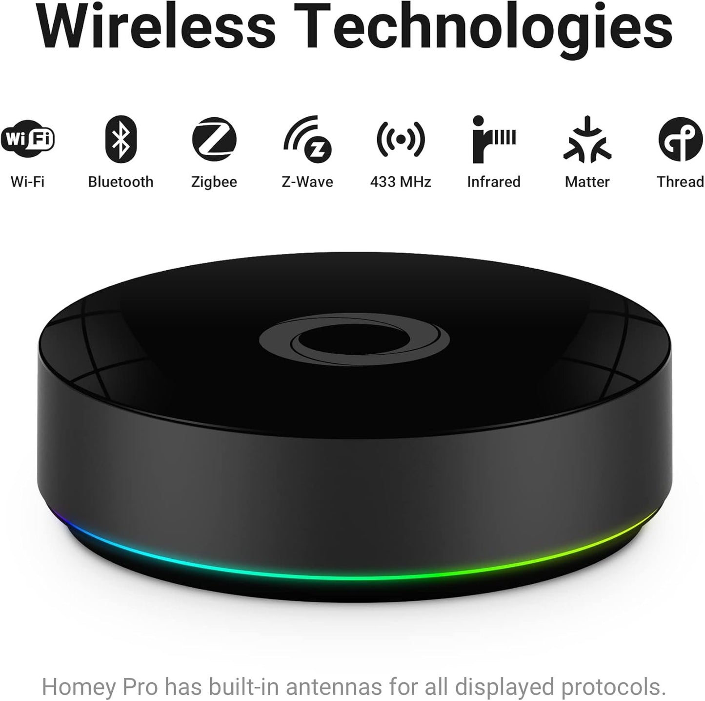 Homey Pro (Early 2023) | Smart Home Hub for Home Automation â€“ Features Z-Wave Plus, Zigbee, Wi-Fi, BLE, 433MHz, Infrared, Matter & Thread. Compatible with Siri, Alexa & Google Home.