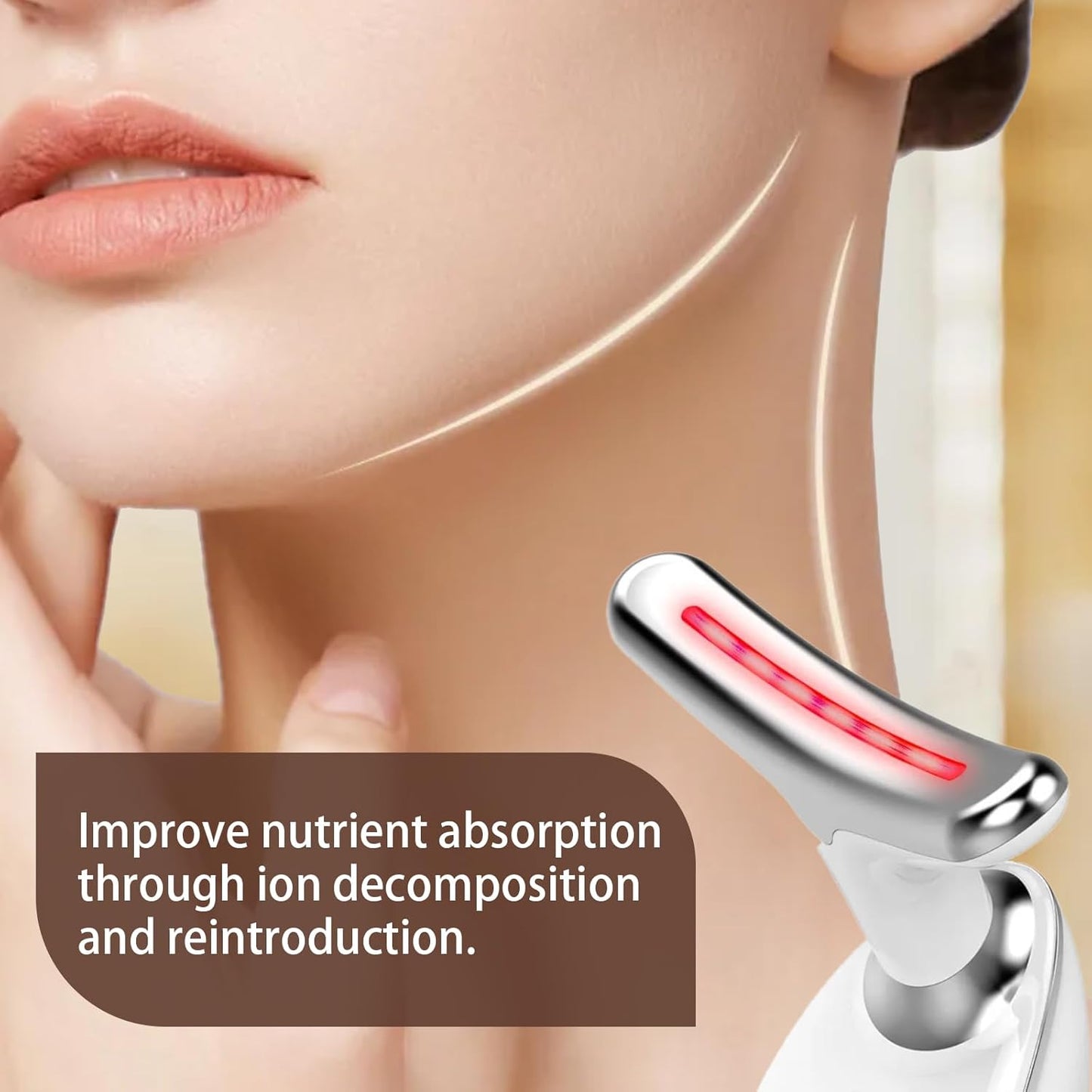Facial Massager for Face and Neck,Anti-Wrinkle Neck Face Massager With 7 LED Colors,Face Neck Massager for Daily Skin Care Routine (Pink)
