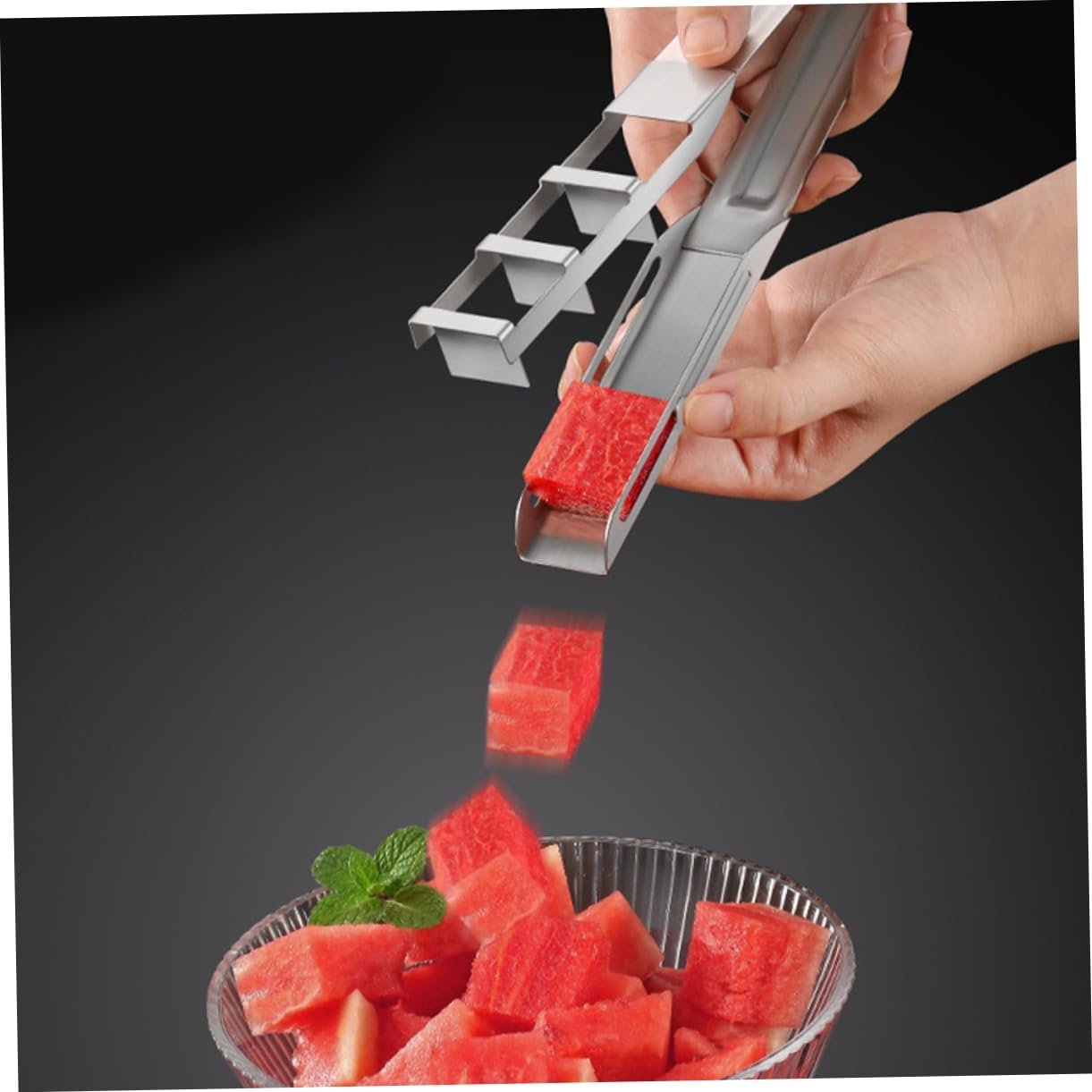 Zerodeko Stainless Steel Watermelon Slicer - Fruit Cutter Watermelon Cutter Slicer Tool Uniform Cube for Fruits Events Picnic Food Prep