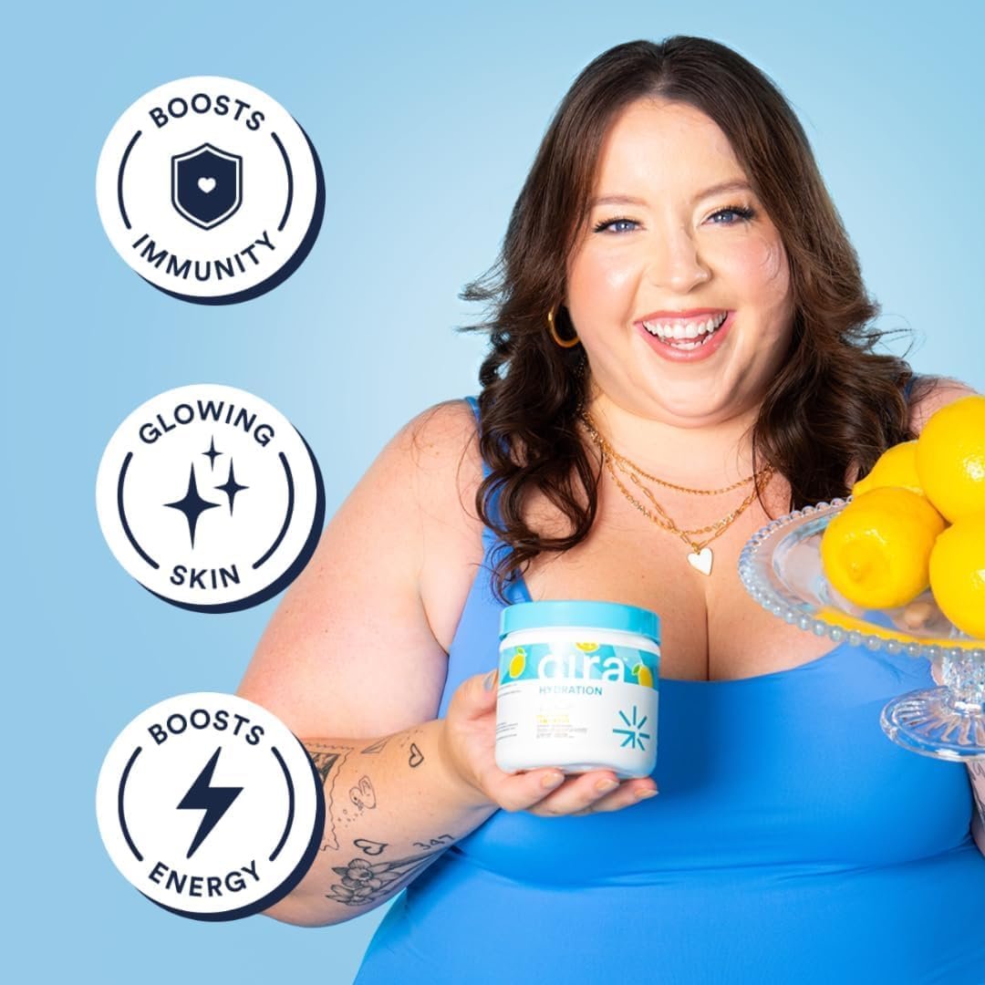 Hydration Powder - Cira x Alicia McCarvell's Electrolyte Drink Mix with Himalayan Salt for Dehydration Relief and Recovery - Self Love Lemonade, 45 Servings