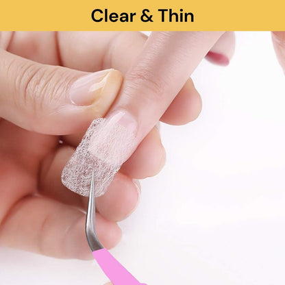 EZONEDEAL 10Pcs Nail Extension Silk Fiberglass Nail Wrap Stickers Non Woven Fiber Gel Nail Care Manicure Nail Art Tips Extended Tools for Women DIY Nail Art Extension Accessories