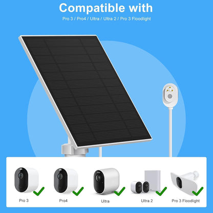 Solar Panel Charger for Arlo, Solar Panel for Arlo Pro 3,Pro4,Pro 5S,Ultra,Ultra 2,Pro 3 Floodlight,5W IP65 Waterproof Solar Panel Charger for arlo with 9.84Ft Charging Cable