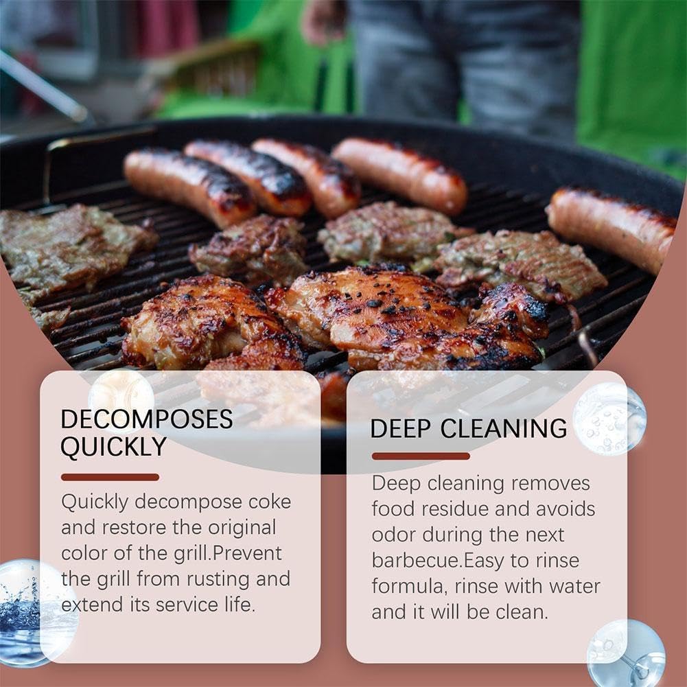 Wmool 120ml Portable Outdoor Barbecue Rack Cleanser Atomizing Strong Deoiling Stain Outdoor Easy Removal Use Cleaning Essentials Remover For Kit Grate Grill, Spray BBQ Degreaser BBQ &