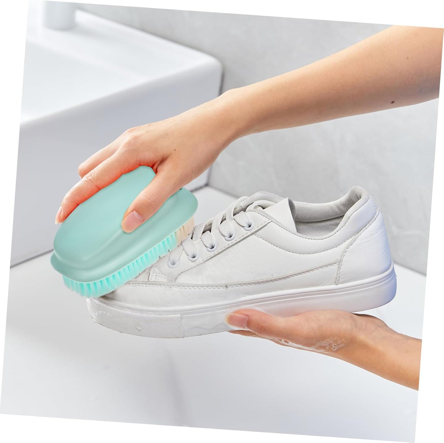 Baluue 1 Set Multipurpose Laundry Cleaning Brush Ergonomic Long Handle Shoe Scrub Brush Durable for Shoes Upholstery Carpets Essential Household Scrubbing Tool