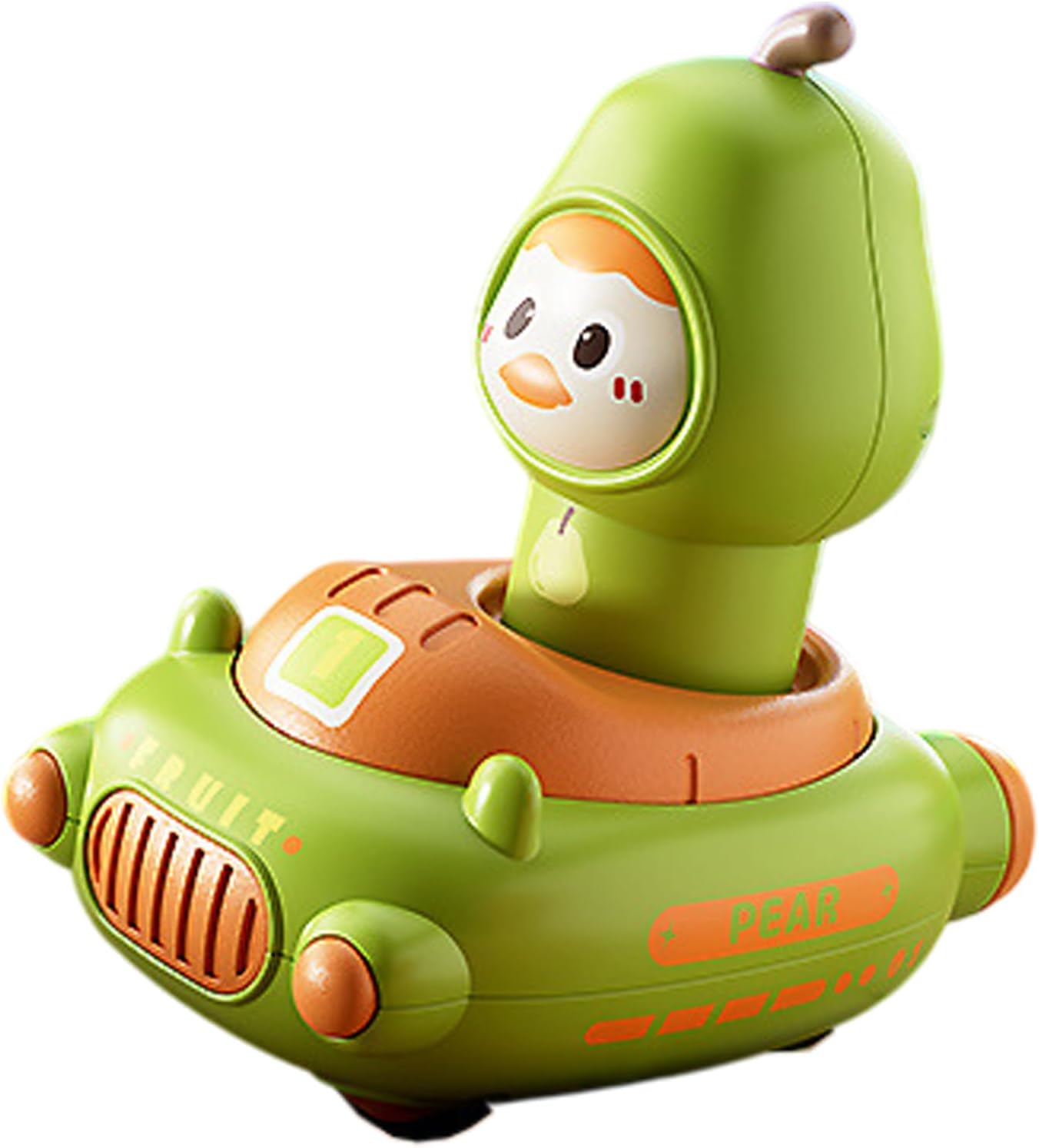 Push Car Toy for Baby | Cartoon Fruit Themed Press-Activated Car Toy | Interactive Cognitive Play Vehicle Set with 360-Degree Rotating Head | Educational Game for Babies, Perfect for Easter Basket