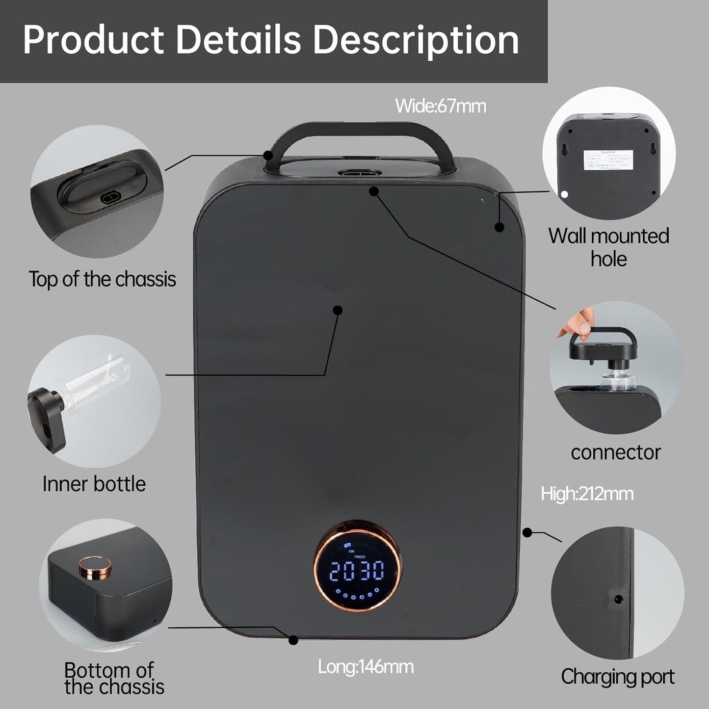 Waterless Oil Diffuser, Knob Key/Bluetooth Control, Aroma Machine for House,Hotel,Essential Oil Diffusers for Home, Air Fresheners for Large House