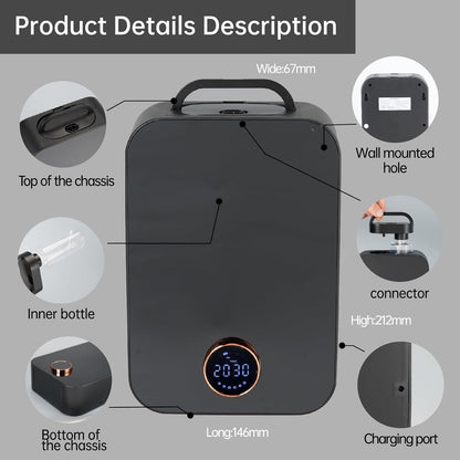 Waterless Oil Diffuser, Knob Key/Bluetooth Control, Aroma Machine for House,Hotel,Essential Oil Diffusers for Home, Air Fresheners for Large House