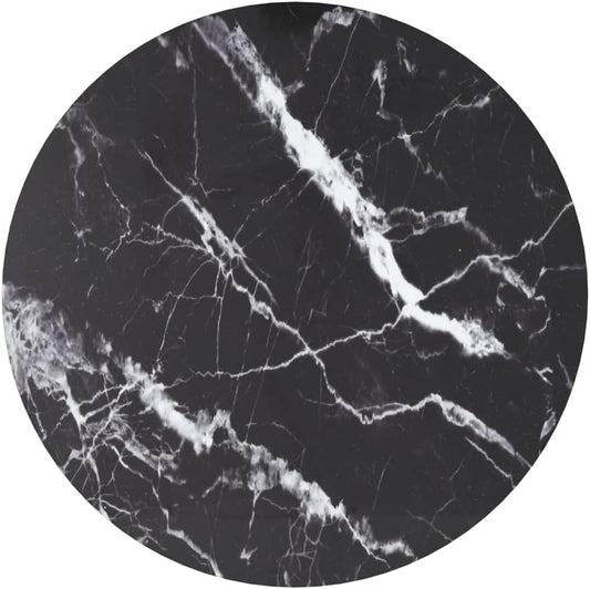 Black Marble Design Tempered Glass Tabletop Ø70 x 0,8 cm – Ideal for Dining, Center & Garden Tables – Safe, Durevole, Stylish Desktop Surface