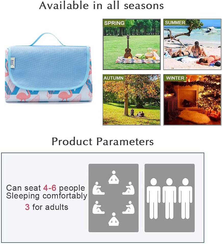 Outdoor & Picnic Blanket Beach Mat Extra Large Sand Proof and Waterproof Portable Beach Mat for Camping Hiking Festivals,145 * 200cm Foldable and Lightweight (Flamingo)