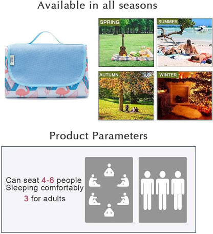 Outdoor & Picnic Blanket Beach Mat Extra Large Sand Proof and Waterproof Portable Beach Mat for Camping Hiking Festivals,145 * 200cm Foldable and Lightweight (Flamingo)
