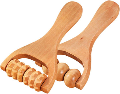 PACKOVE 3 Set Strumento A Rulli Massaggi Massaggianti Attrezzo Portatile Massaggiatore Cervicale Massaggio A Strumento Di Massaggio Manuale Massaggio Alla Fascia Di Legno 2 Pezzi * 3