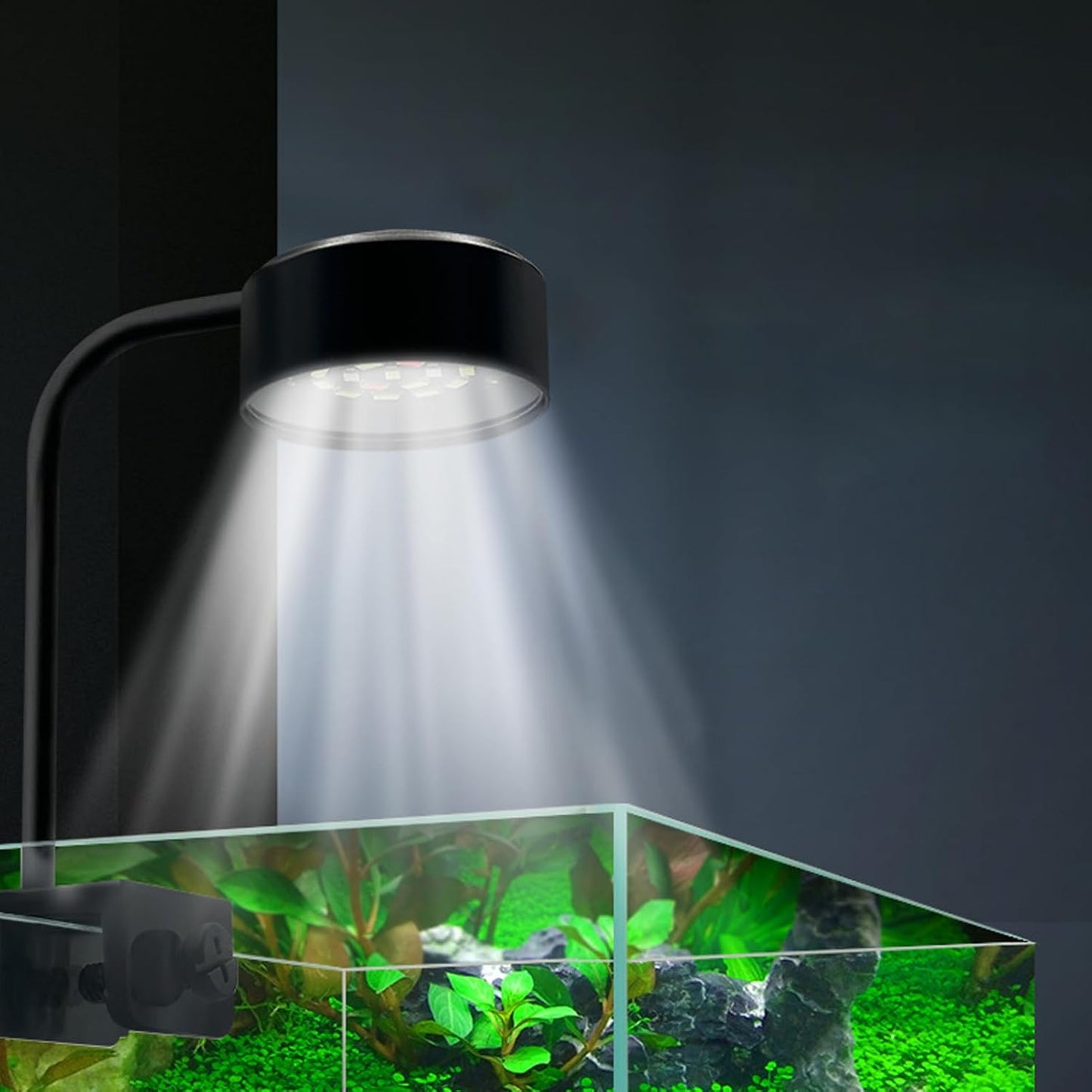 LED Aquarium Light, Saltwater Fish Tank Lamp, Smart 3 Mode Brightness Control, 15.5x6x13.6cm, 360 Adjustable Lighting, for Shrimp, Marine Fish, Coral Reef, Freshwater Displays