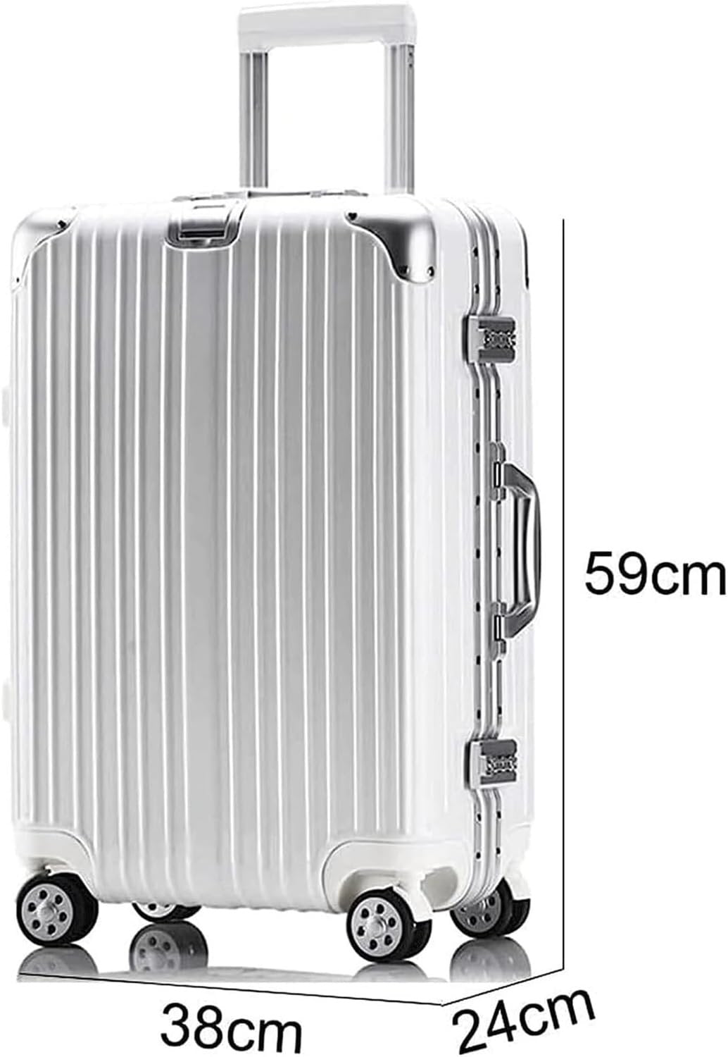 Suitcase Suitcase Suitcase with Wheels Safety Combination Lock for Luggage with Hard Edge Large Capacity Stress Relief Suitcase for Hand Luggage Travel Equipment, Silver-